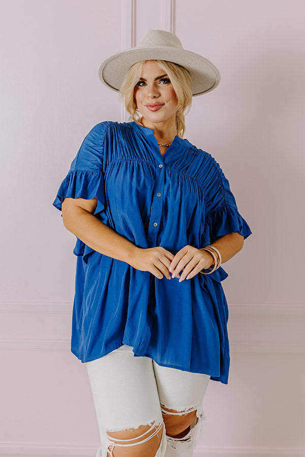 Premium Royal Blue Flowy Shift Top | Ultimate Summer Style