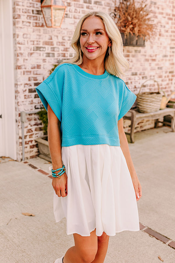 Premium Ocean Blue Myrtle Beach Brunch Dress