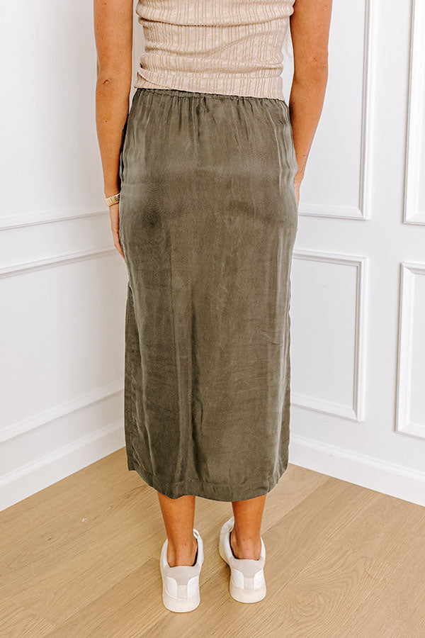 Ultimate Freda High Waist Cargo Midi Skirt - Olive