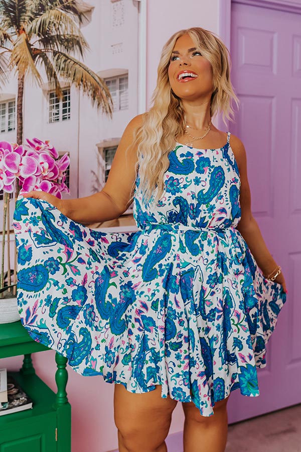 Premium Boho Floral Dress - Seaside Elegance in Blue