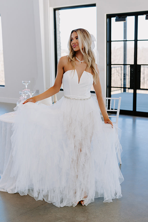 Ultimate Radiant Runway Tulle Maxi Dress for Beach Brides