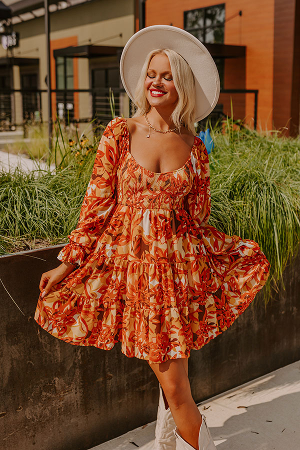 Ultimate Fall Foliage Smocked Mini Dress