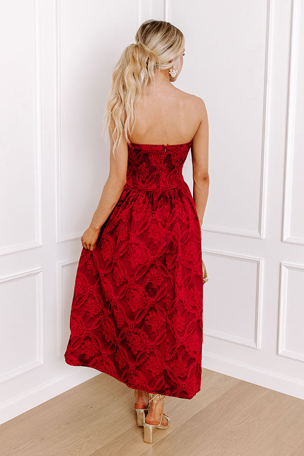 Premium Jacquard Midi Dress - Wine | Ultimate Gala Night Outfit