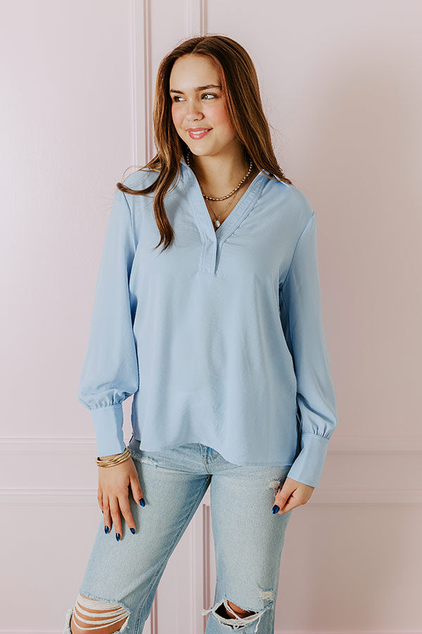 Premium Charleston Escape Shift Top - Sky Blue