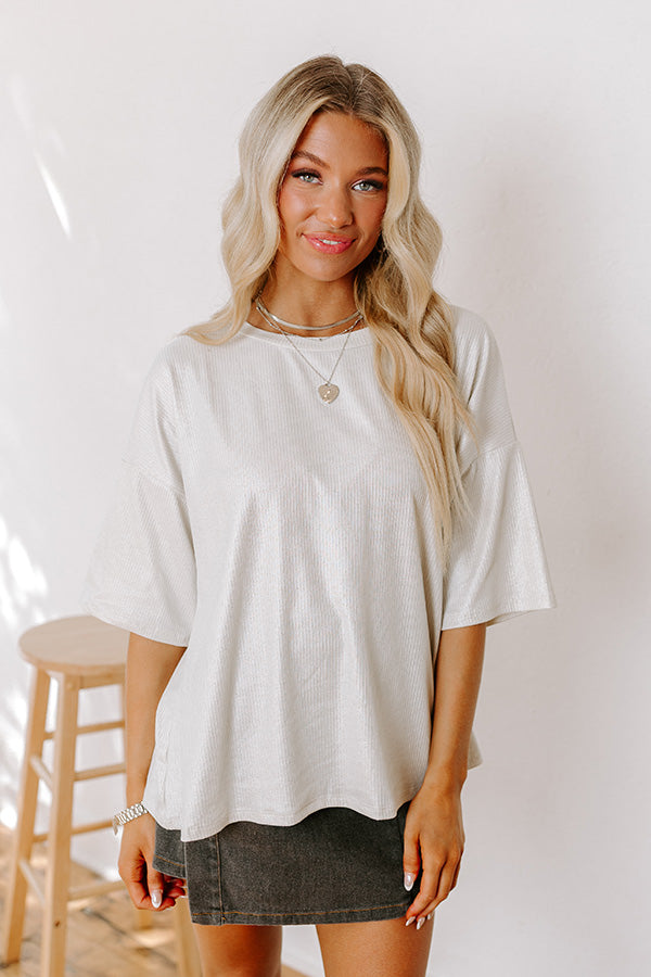 Premium Shimmer Shift Top in Light Stone - Ultimate Luxe Look