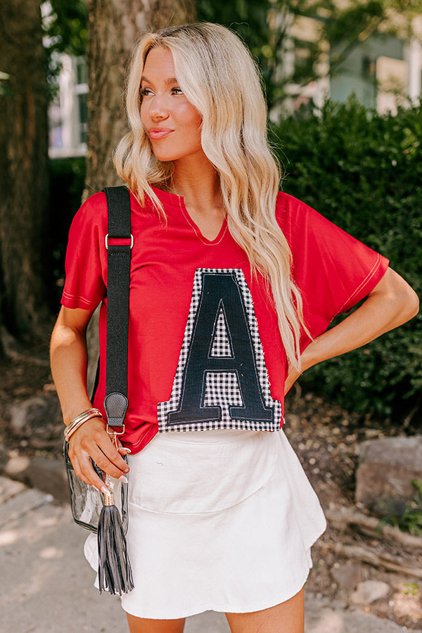 Premium Field Day Letter Patch Tee - Team Spirit in Red