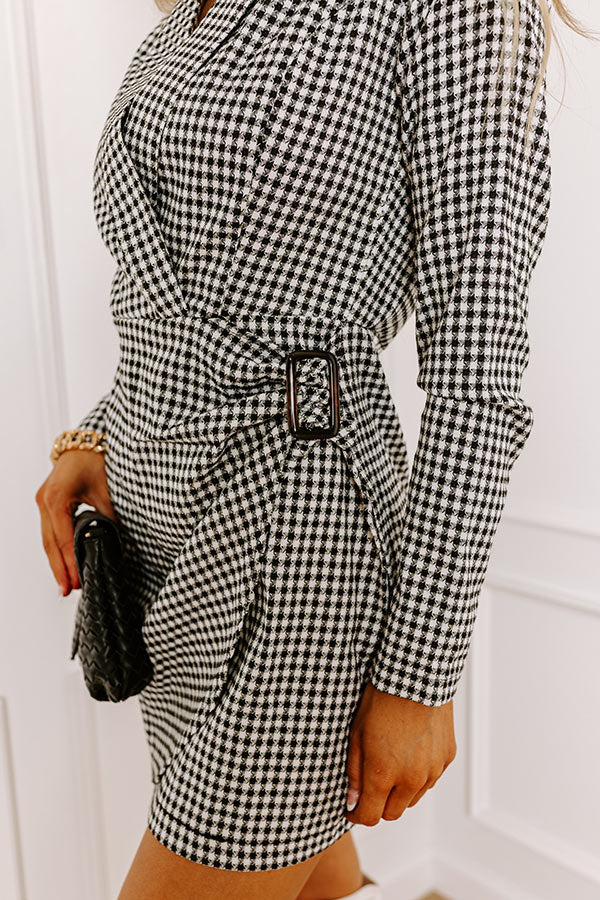 Premium Manhattan Houndstooth Wrap Dress - White