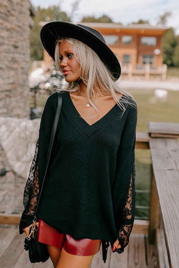 Premium Fall Essential: Lace Detail Sweater Top