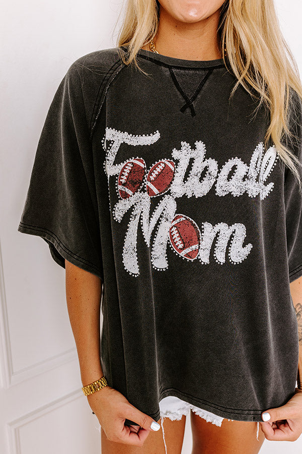 Premium Football Mom Embellished Glam Top