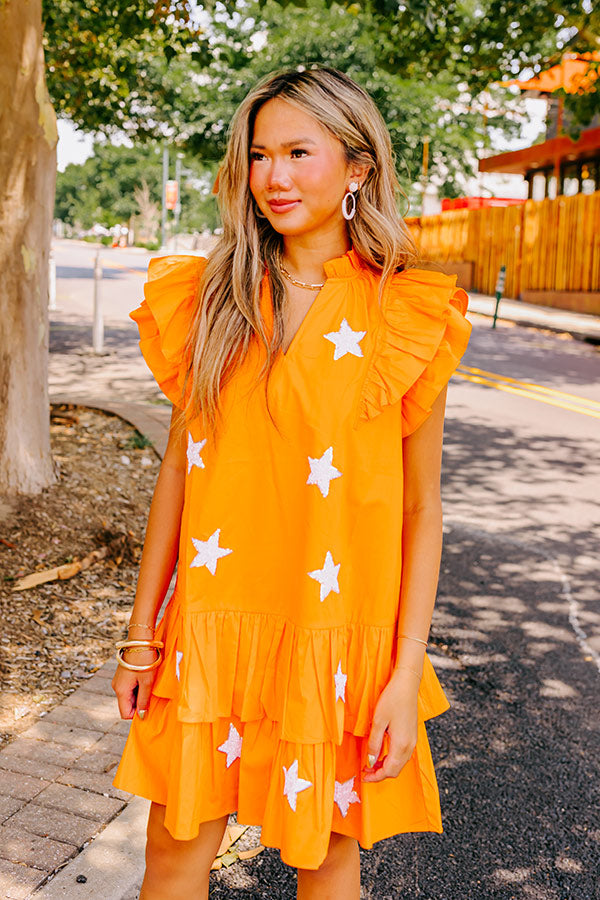 Ultimate Game Day Glow: Ruffle Mini Dress in Orange