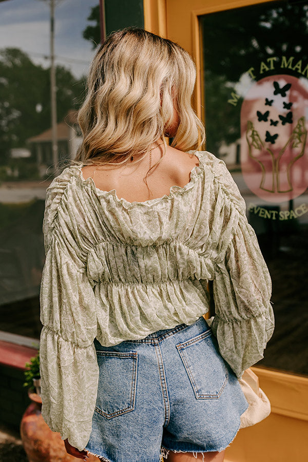 Premium Romantic Floral Top in Sage - Ultimate Summer Date Night Style