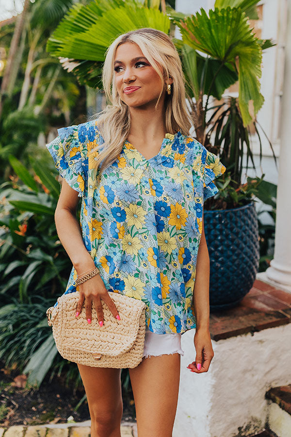 Premium Floral Galore Shift Top - Blue