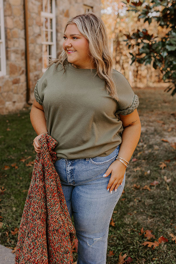 Premium Olive Curves Relaxed Shift Top