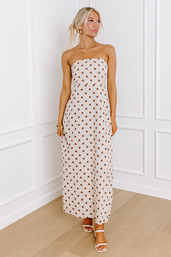 Ultimate Spotted Vineyard Linen-Blend Maxi Dress