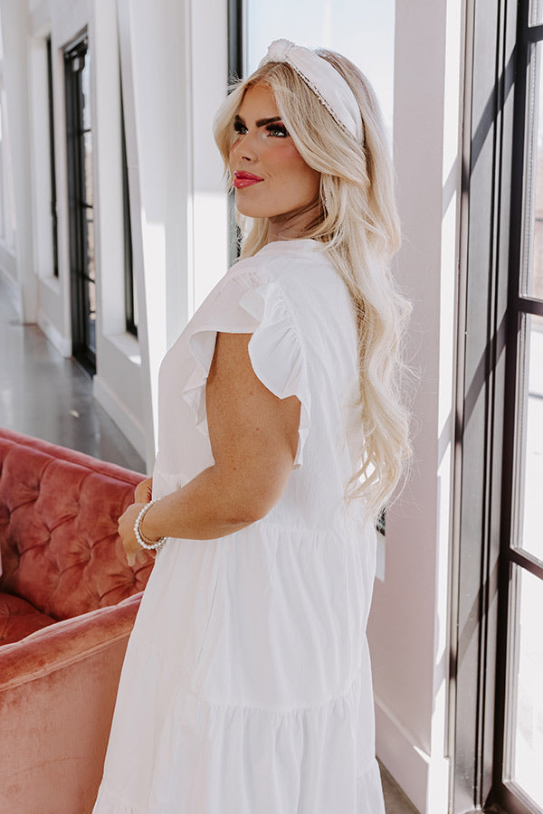 Premium White Curves Midi Dress - Effortlessly Elegant