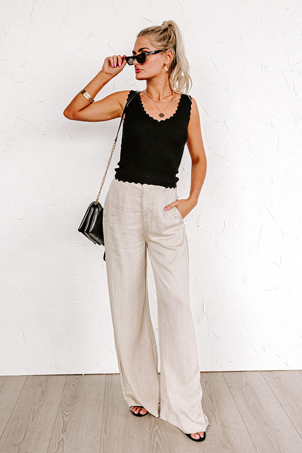 Ultimate Riley High Waist Chambray Trousers in Stone - Premium Style & Comfort