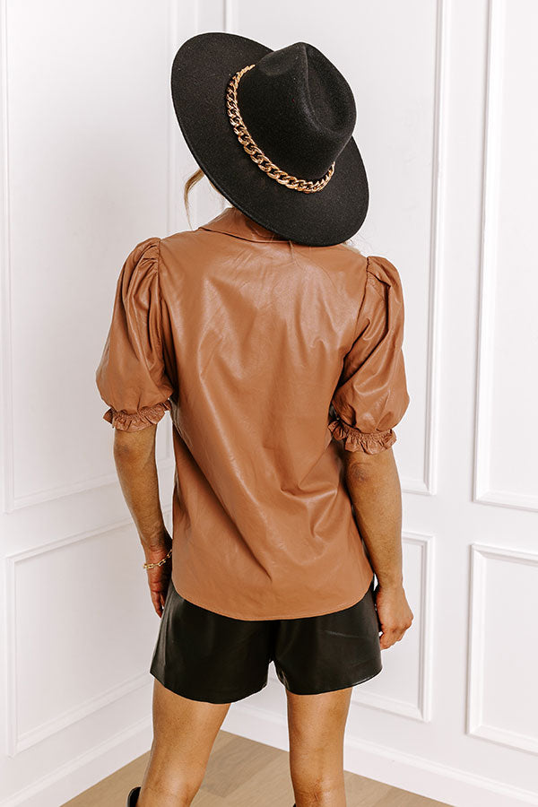 Premium Faux Leather Collared Top - Ultimate Style Upgrade