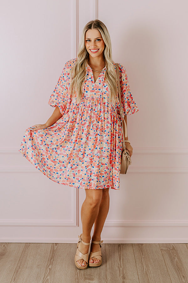 Premium Pink Tea Garden Babydoll Dress - Ultimate Floral Elegance