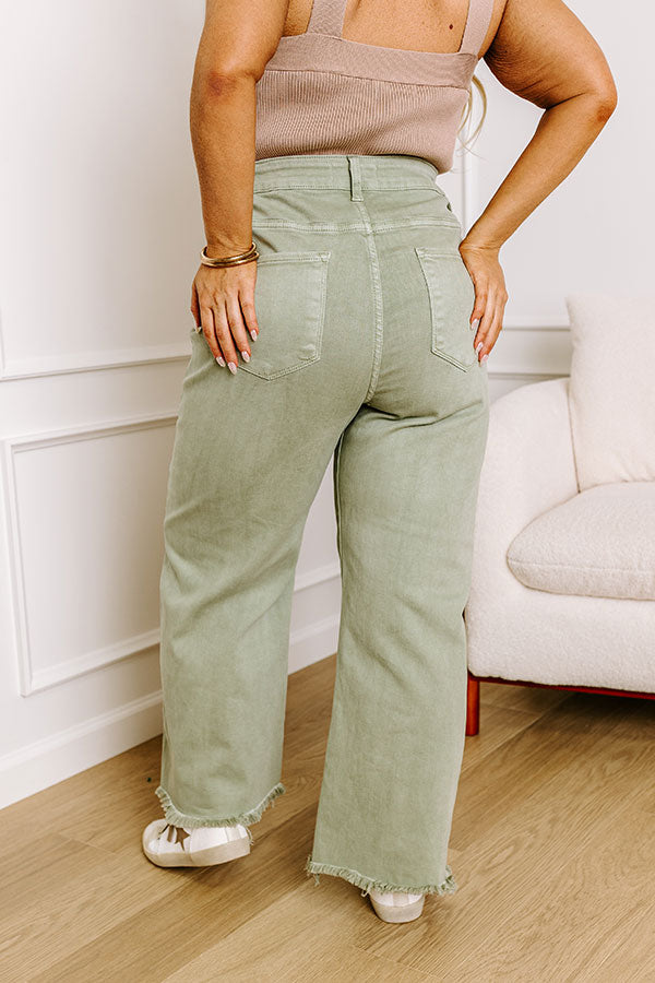 Ultimate Sage Curves Wide Leg Jeans by Risen Iris