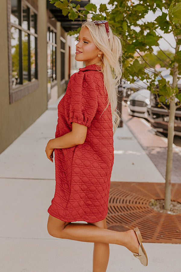 Ultimate Chic Quilted Mini Dress - Crimson Red