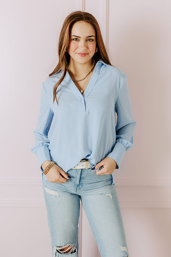 Premium Charleston Escape Shift Top - Sky Blue