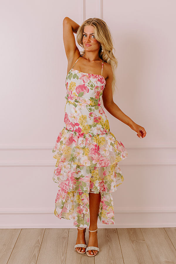 Premium Organza Maxi Dress - Elegant Floral Print