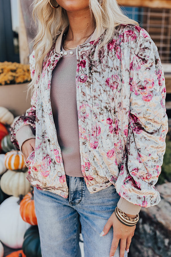 Premium Velvet Floral Bomber Jacket - Garden Bliss Edition