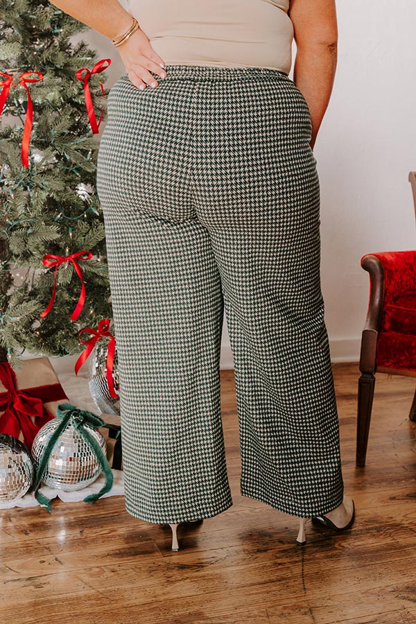 Premium Mila High Waist Houndstooth Wide Leg Pants