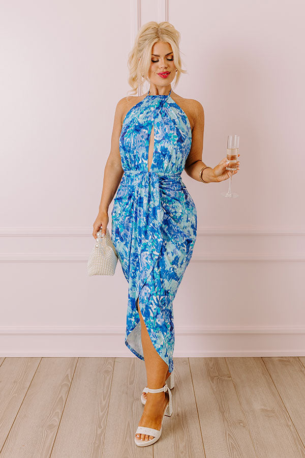 Premium Royal Blue Curves Midi Dress - Ultimate Style for Margarita Nights