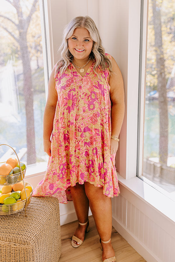 Premium Sorbet Spritzer Floral High-Low Dress for Curves - Ultimate Summer Style