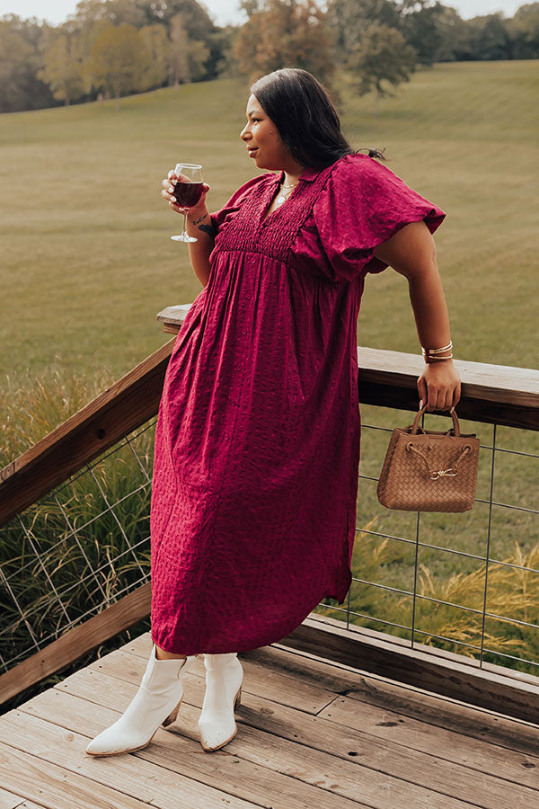 Premium Sangria Curves Midi Dress for Wine Tasting