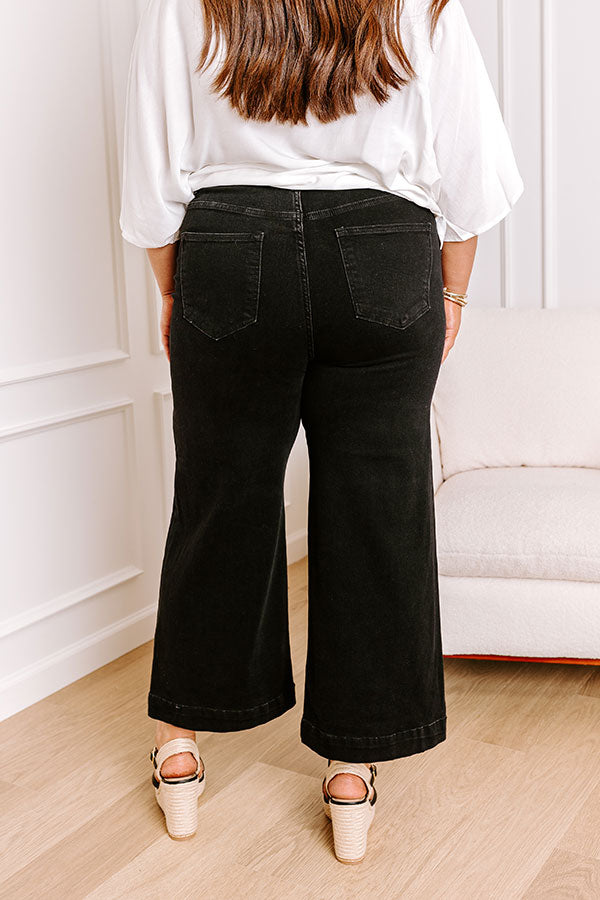 Premium High Waist Wide Leg Jeans - Black Curves by Risen Raelynn