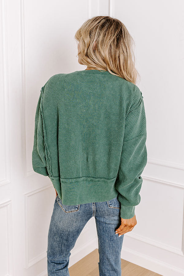 Premium Cedar Creek Waffle Knit Top - Hunter Green