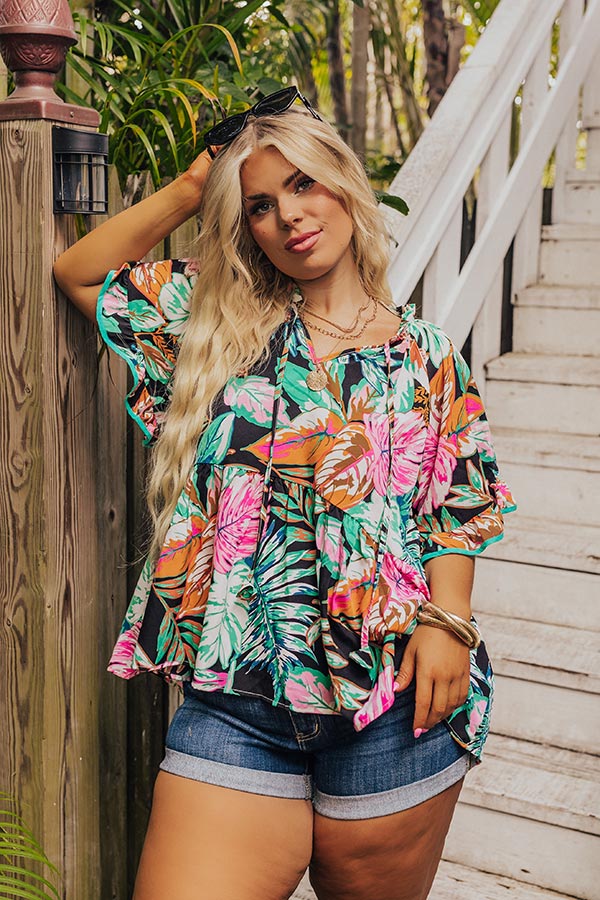 Premium Tropical Shift Top - Black Curves