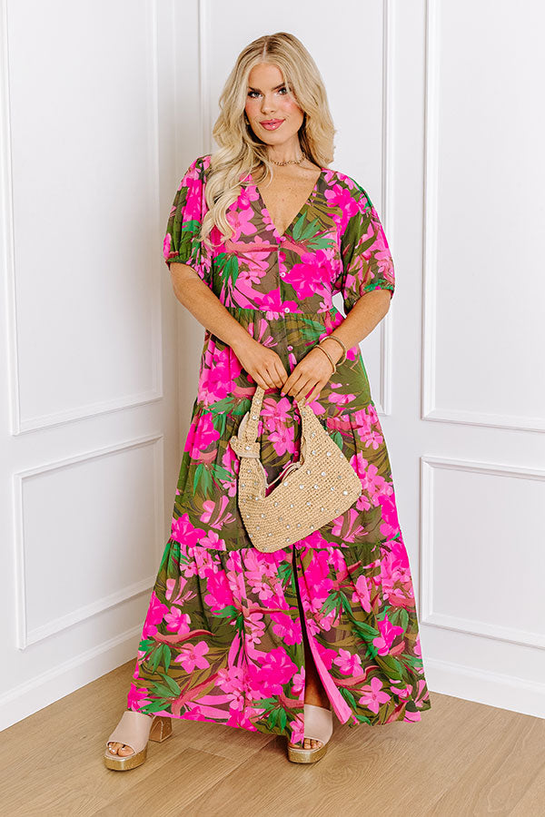 Premium Only Sunshine Floral Maxi Dress - Green Curves Collection