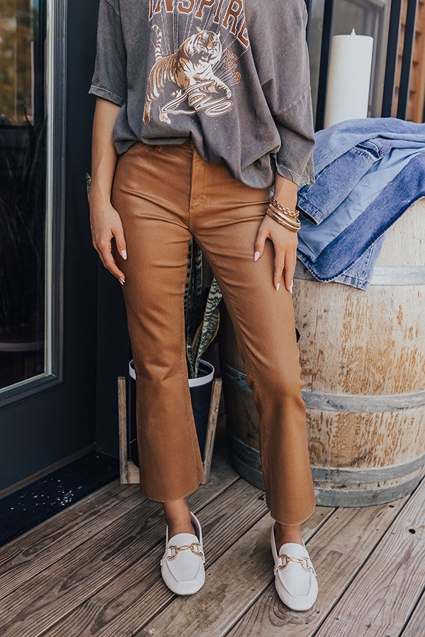 Just USA Premium Ariadne High Waist Coated Straight Leg Pants in Camel - Ultimate Chic Style