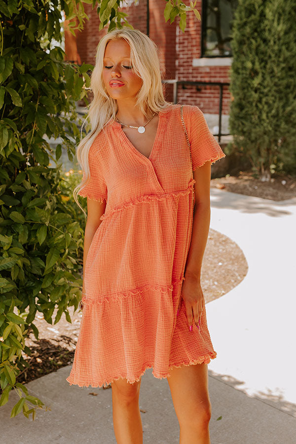 Ultimate Summer Mimosa Babydoll Dress - Tangerine Bliss