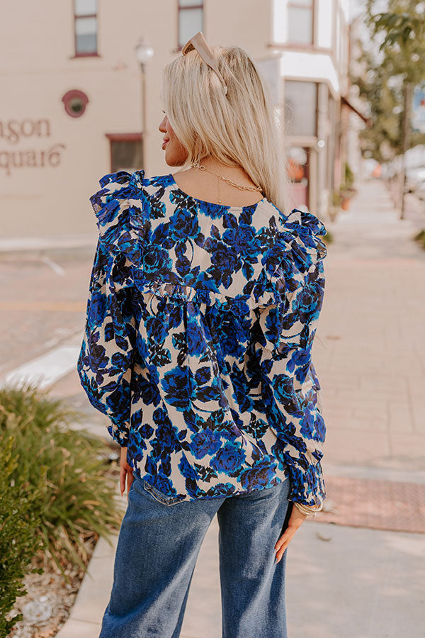 Premium English Rose Garden Ruffle Top - Ultimate Floral Charm