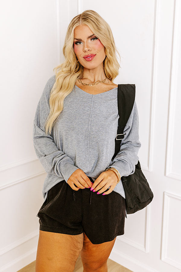 Premium Fall Latte Shift Sweater - Ultimate Grey Curves Style