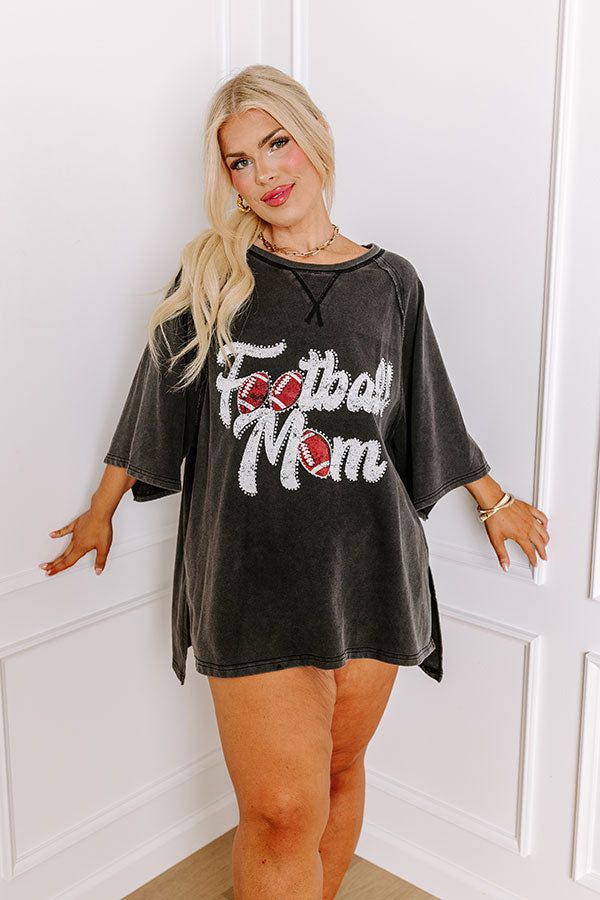 Ultimate Football Mom Glam Top - Rhinestone Embellished