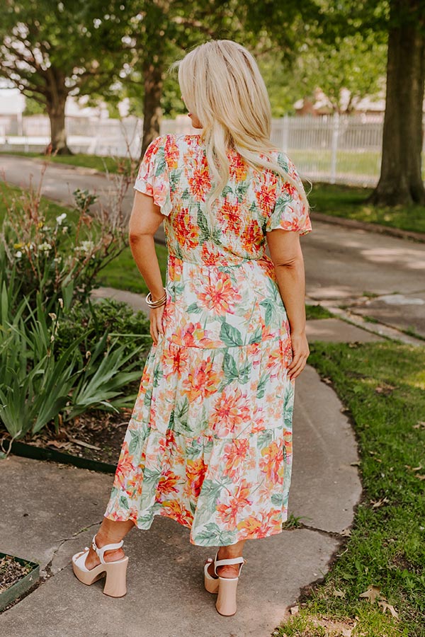 Ultimate Sunny Sangria Floral Midi Dress - Mint Curves