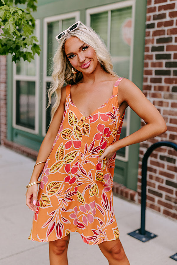 Premium Blossom Bliss Mini Dress - Sunny Orange