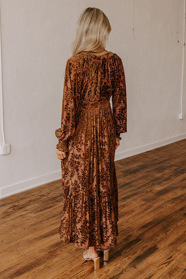 Ultimate Velvet Burnout Maxi Dress - Chocolate Romance