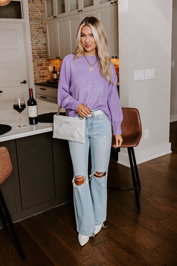 Ultimate Lavender Knit Sweater - Perfect for Road Trips