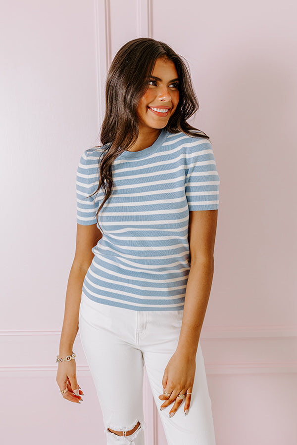 Premium Sky Blue Vacay Mode Striped Top - Ultimate Spring Style Upgrade