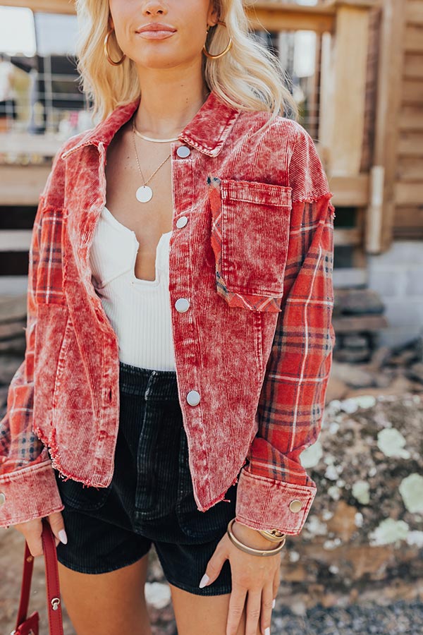 Ultimate Chill Nights Corduroy Jacket in Red - Effortless Fall Style