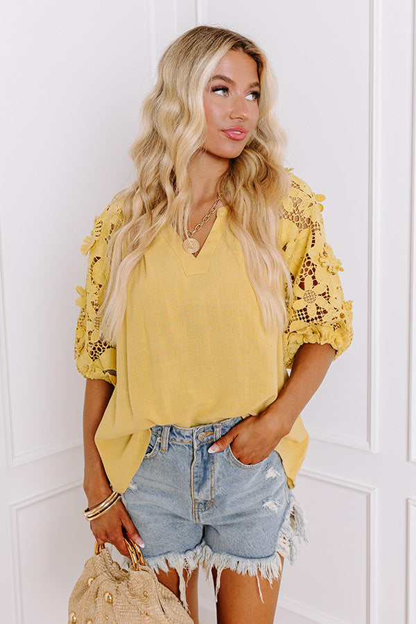 Premium Boho Love Linen-Blend Shift Top - Primrose Yellow