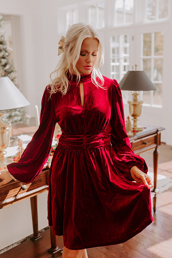 Ultimate Velvet Mini Dress - Wine Elegance