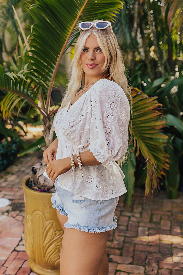 Ultimate White Curves Eyelet Top - Premium Summer Style