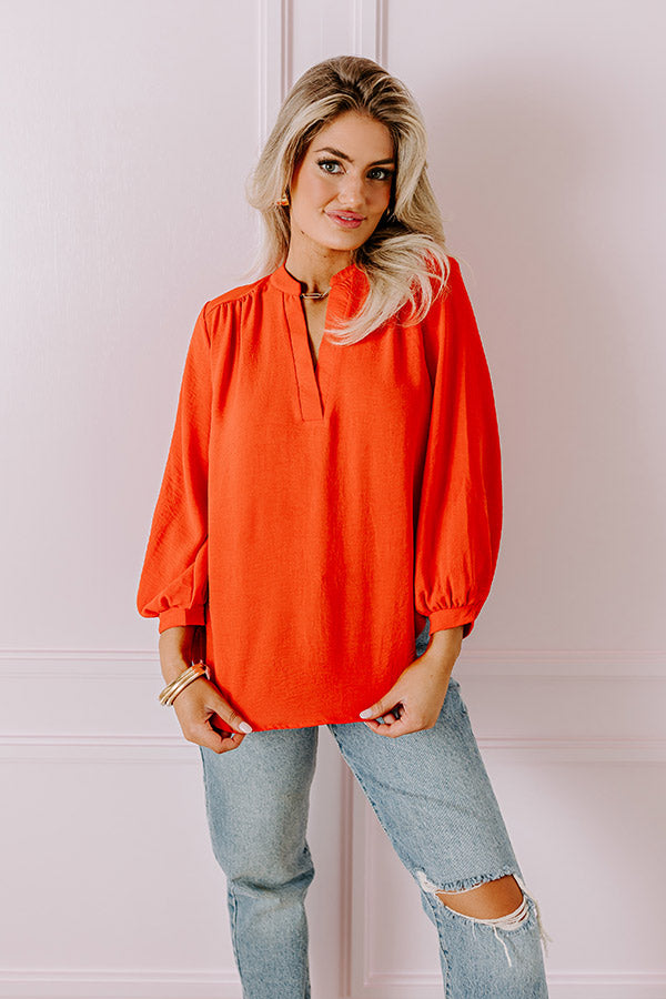 Premium Casual Moment Shift Top - Tangerine Elegance